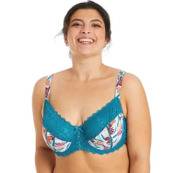 Soutien-gorge à armatures grand maintien turquoise/rose Eva