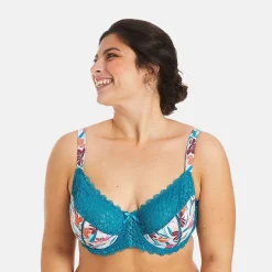 Soutien-gorge à armatures grand maintien turquoise/rose Eva