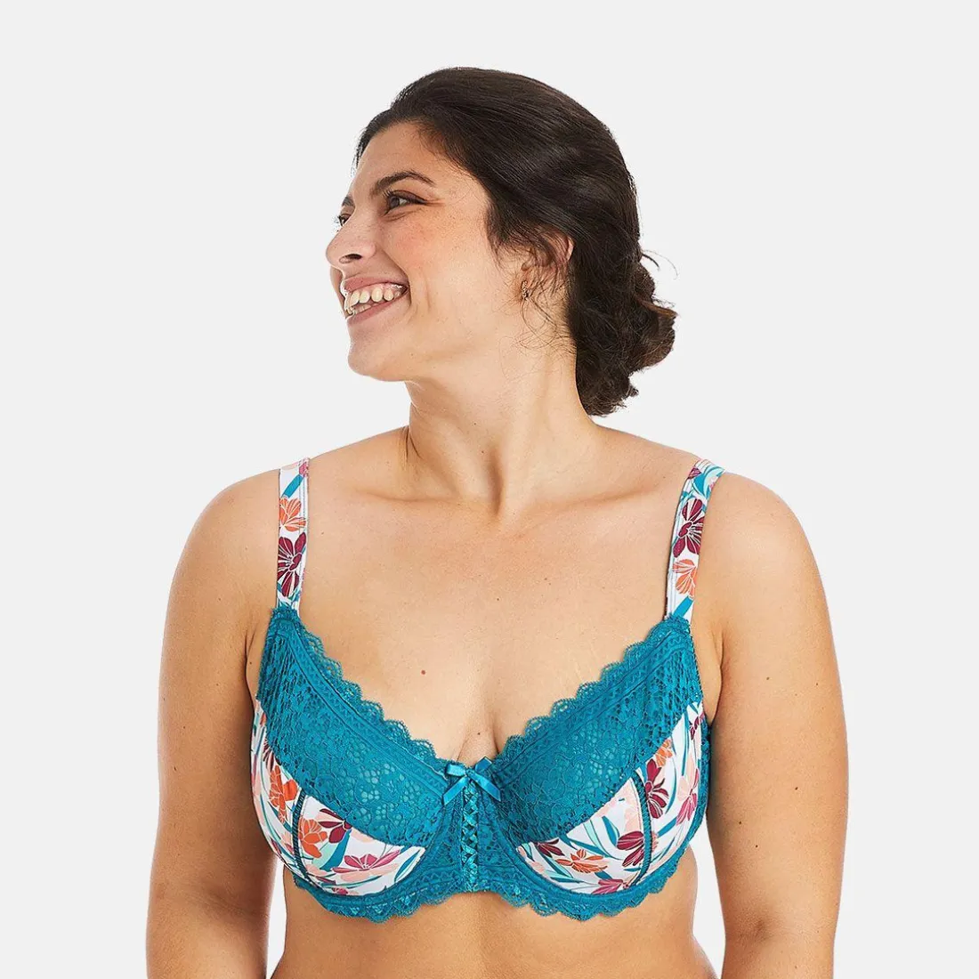Soutien-gorge à armatures grand maintien turquoise/rose Eva