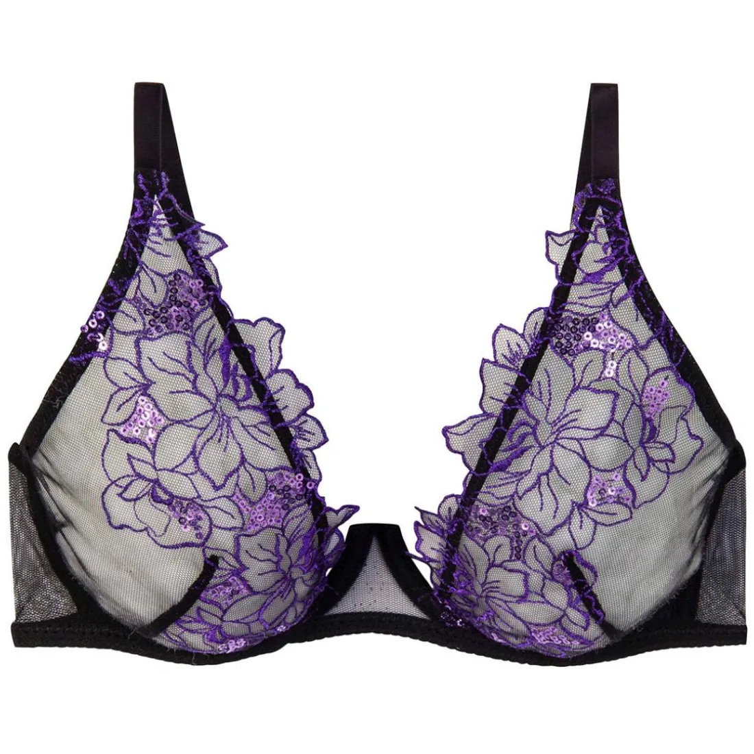 Soutien-gorge à armatures noir/violet Amants