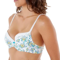 Soutien-gorge ampliforme à coque moulée - Bleu Ivoire/Turquoise