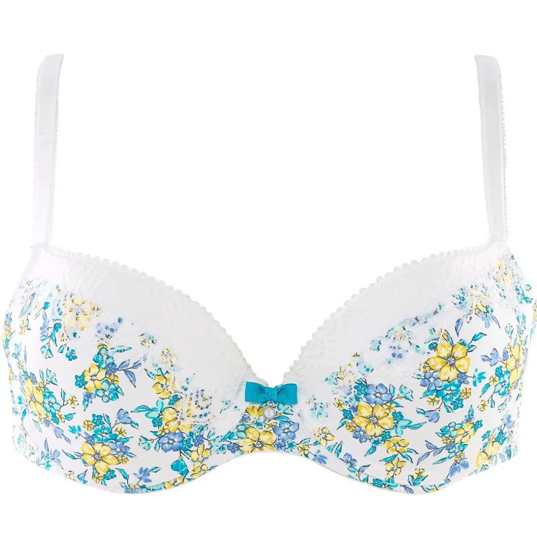 Soutien-gorge ampliforme à coque moulée - Bleu Ivoire/Turquoise