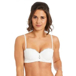 Soutien-gorge ampliforme bandeau coque moulée ivoire Ruban