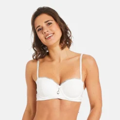 Soutien-gorge ampliforme bandeau coque moulée ivoire Ruban