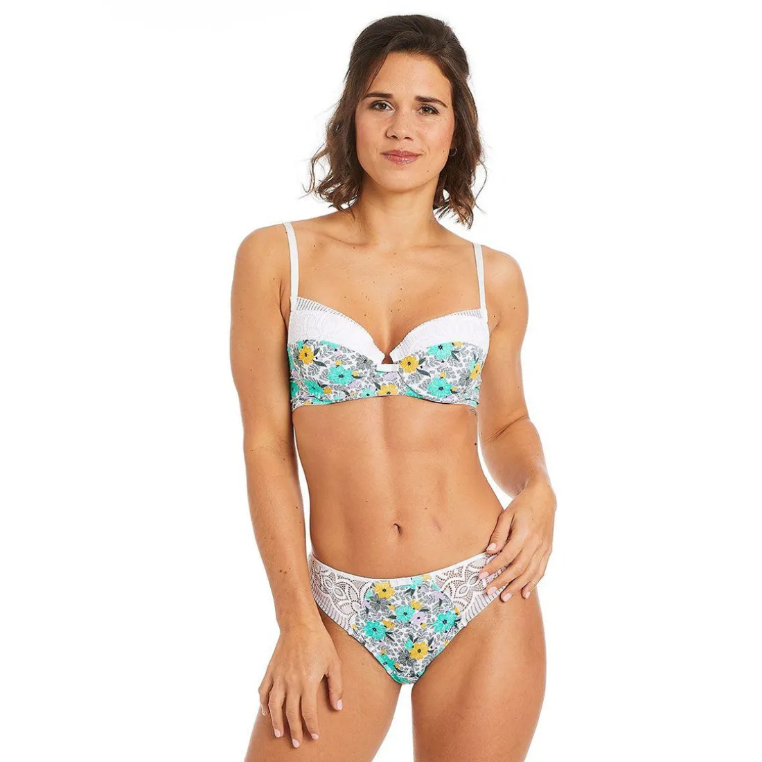 Soutien-gorge ampliforme coque moulée multico blanc Roulotte multicolore