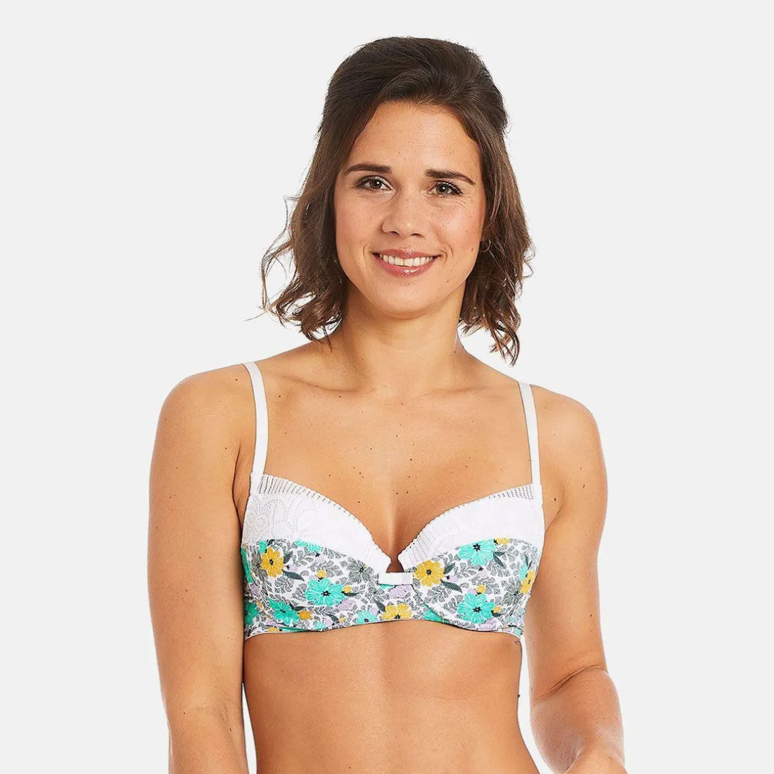 Soutien-gorge ampliforme coque moulée multico blanc Roulotte multicolore