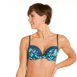 Soutien-gorge ampliforme coque moulée multicolores bleu