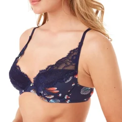 Soutien-gorge ampliforme coque moulée imprimé bleu Espiègle CAMILLE CERF & POMM'POIRE - bleu