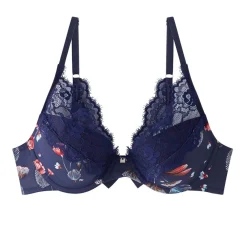 Soutien-gorge ampliforme coque moulée imprimé bleu Espiègle CAMILLE CERF & POMM'POIRE - bleu
