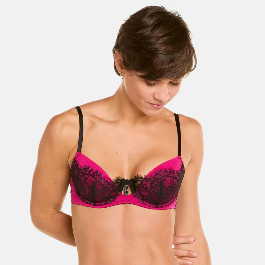 Soutien-gorge ampliforme coque moulée noir/fuchsia Dragon