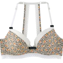 Soutien-gorge ampliforme coque moulée ivoire/pêche Nairobi POMM'POIRE - bleu en dentelle