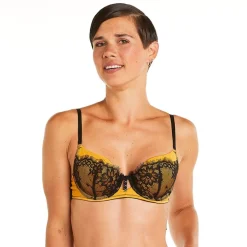 Soutien-gorge ampliforme coque moulée noir/jaune Tsunami