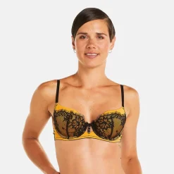 Soutien-gorge ampliforme coque moulée noir/jaune Tsunami