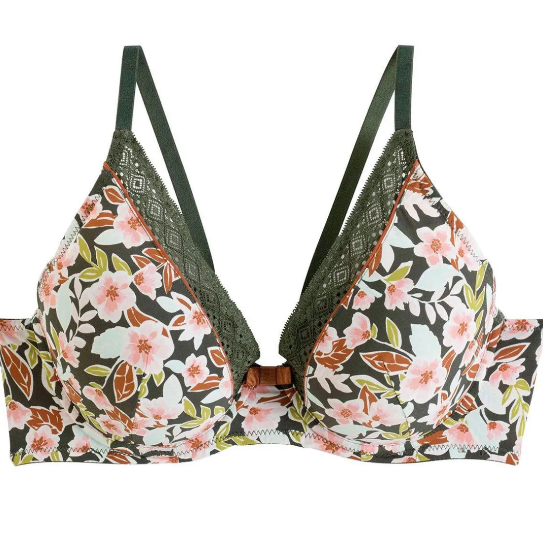 Soutien-gorge ampliforme coque moulée kaki Seventies vert