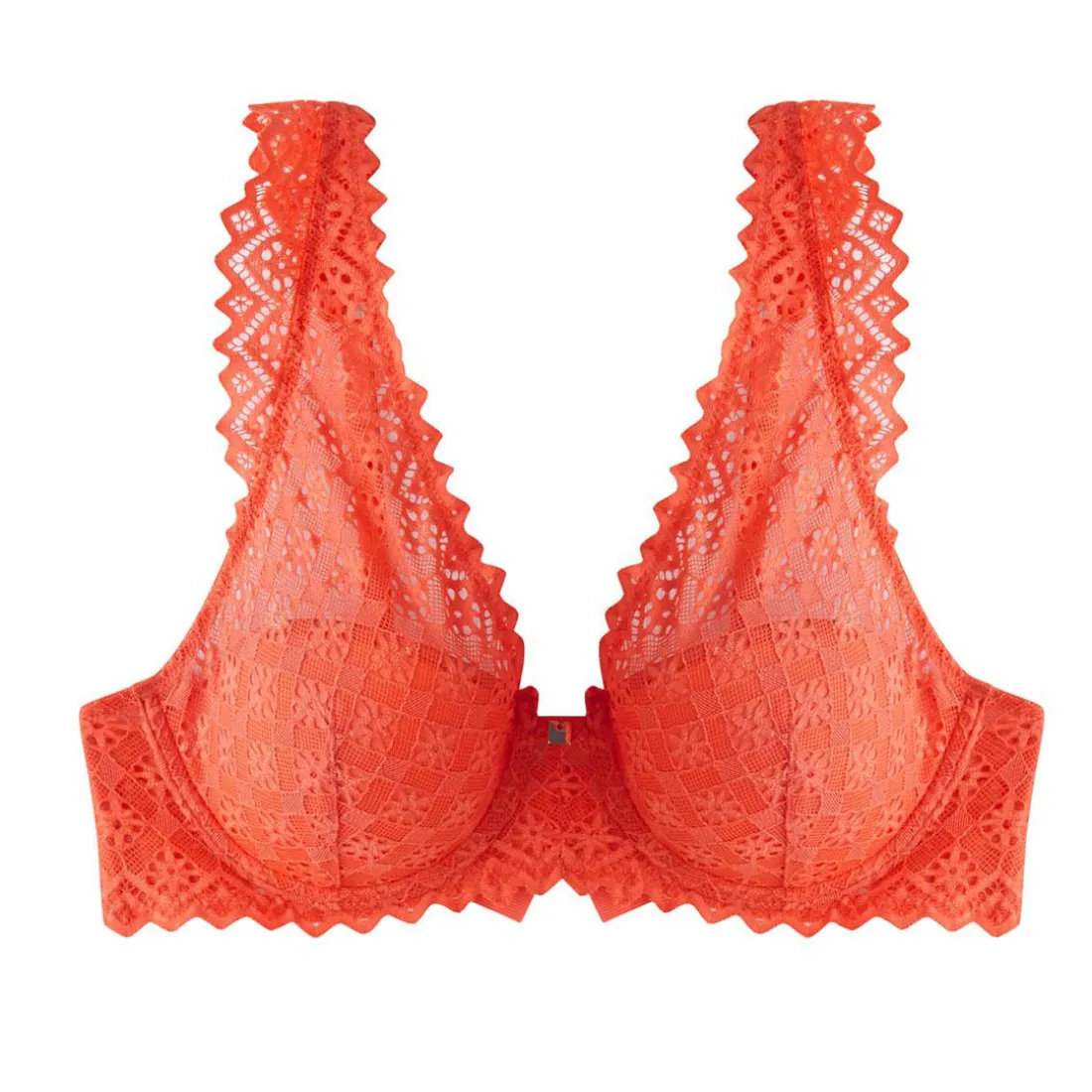Soutien-gorge ampliforme coque moulée orange Culottée CAMILLE CERF & POMM'POIRE - orange en dentelle