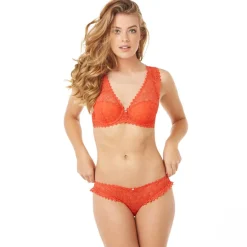 Soutien-gorge ampliforme coque moulée orange Culottée CAMILLE CERF & POMM'POIRE - orange en dentelle