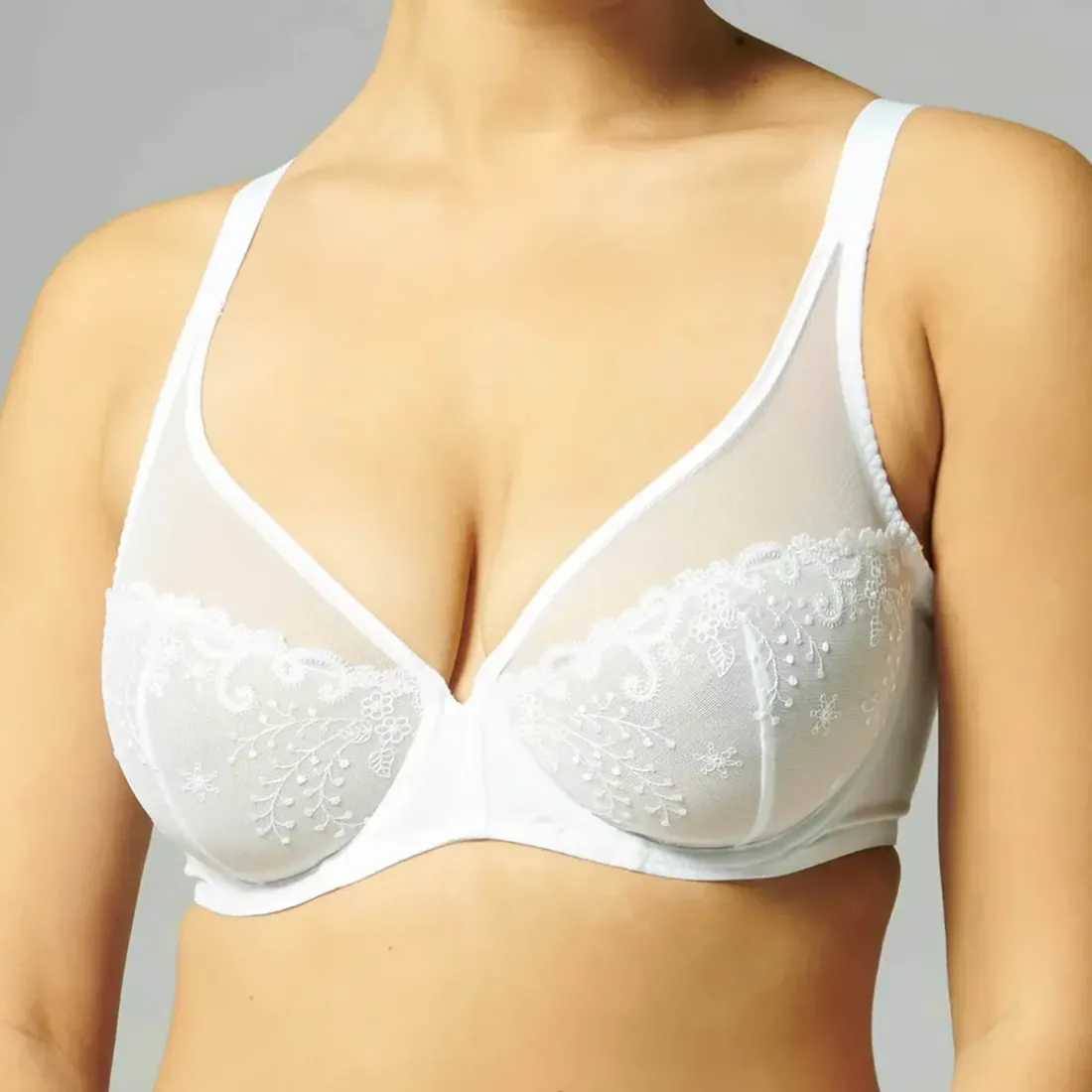 Soutien-gorge avec armatures décolleté plongeant Blanc
