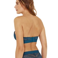 Soutien-gorge bandeau à armatures souples femme Dentelle bleu