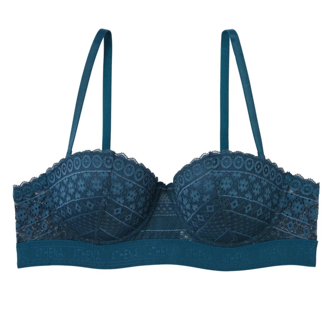 Soutien-gorge bandeau à armatures souples femme Dentelle bleu