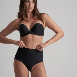 Soutien-gorge bandeau adhésif dos nu noir en tissu
