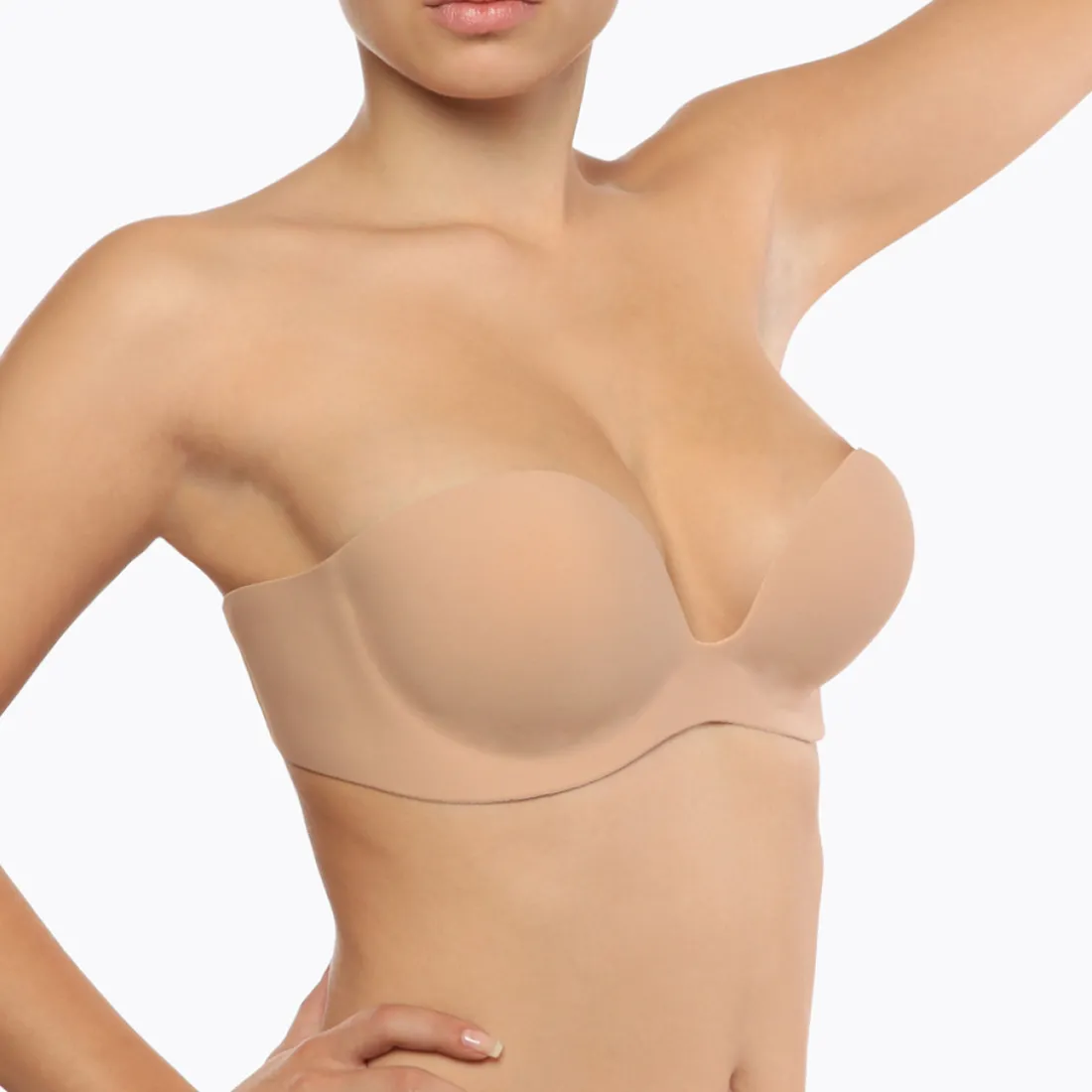 Soutien-gorge bandeau adhésif dos nu chair en tissu