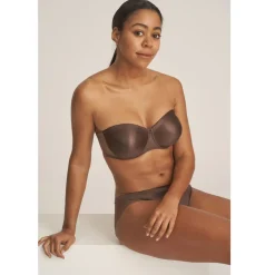 Soutien-gorge bandeau armatures marron