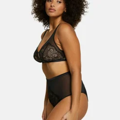 Soutien-gorge brassiere dentelle et tulle sans armatures noir - Serena
