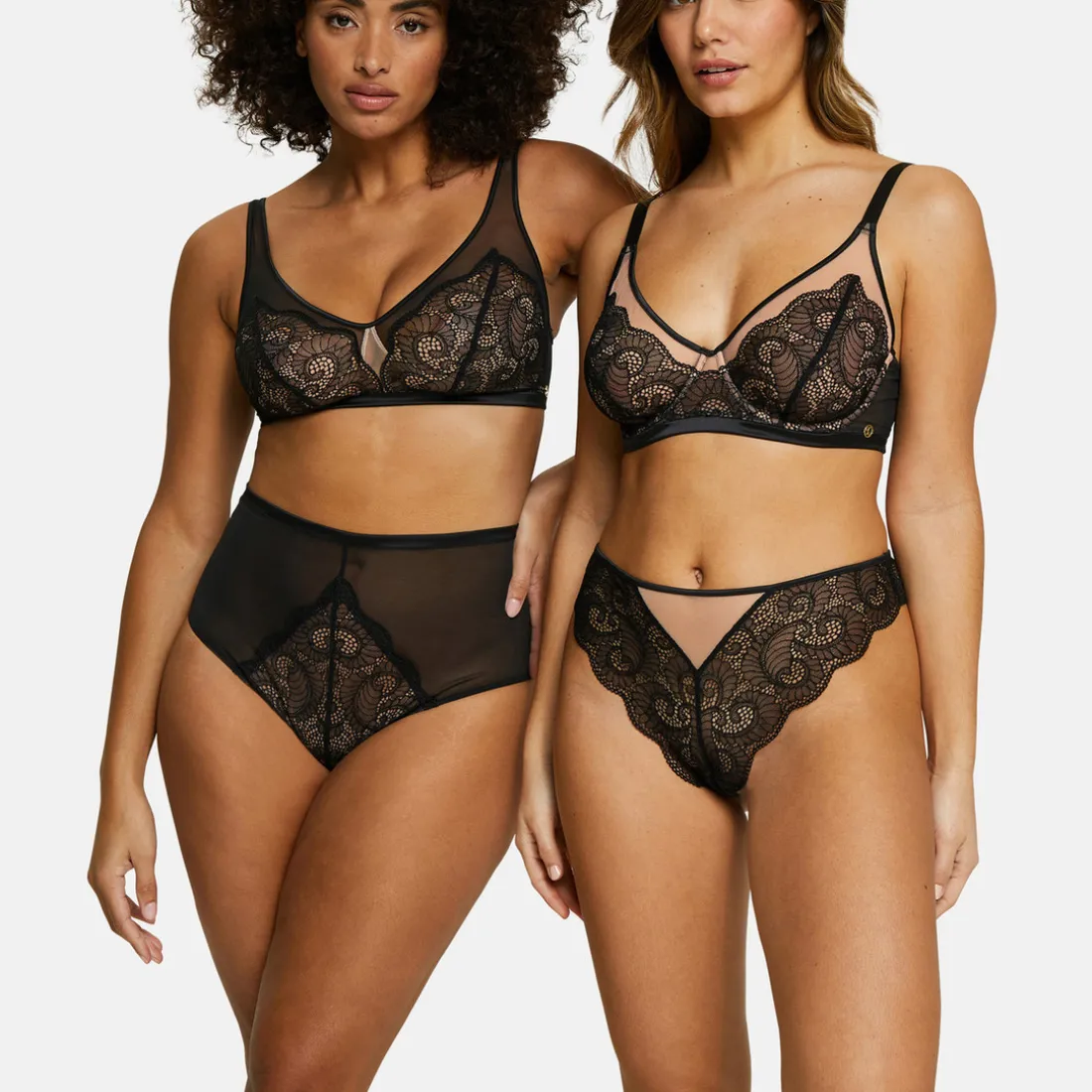 Soutien-gorge brassiere dentelle et tulle sans armatures noir - Serena