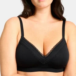 Soutien-gorge brassière sans armatures - Noir en coton