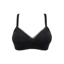 Soutien-gorge brassière sans armatures - Noir en coton