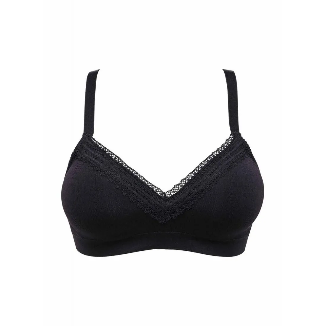 Soutien-gorge brassière sans armatures - Noir en coton