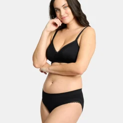Soutien-gorge brassière sans armatures - Noir en coton