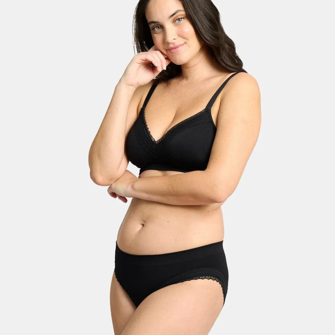 Soutien-gorge brassière sans armatures - Noir en coton