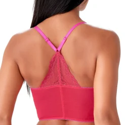Soutien-gorge bustier en dentelle rose