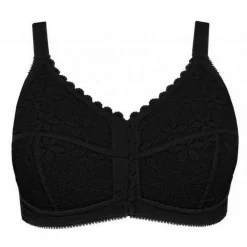 Soutien-gorge classique à bonnets couvrants avec fermeture frontale - Noir
