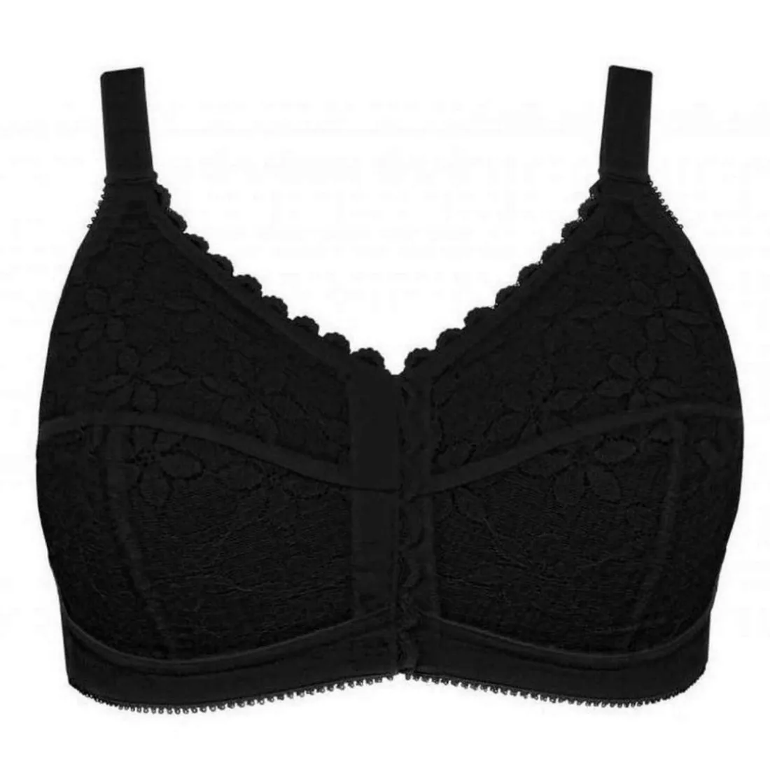 Soutien-gorge classique à bonnets couvrants avec fermeture frontale - Noir