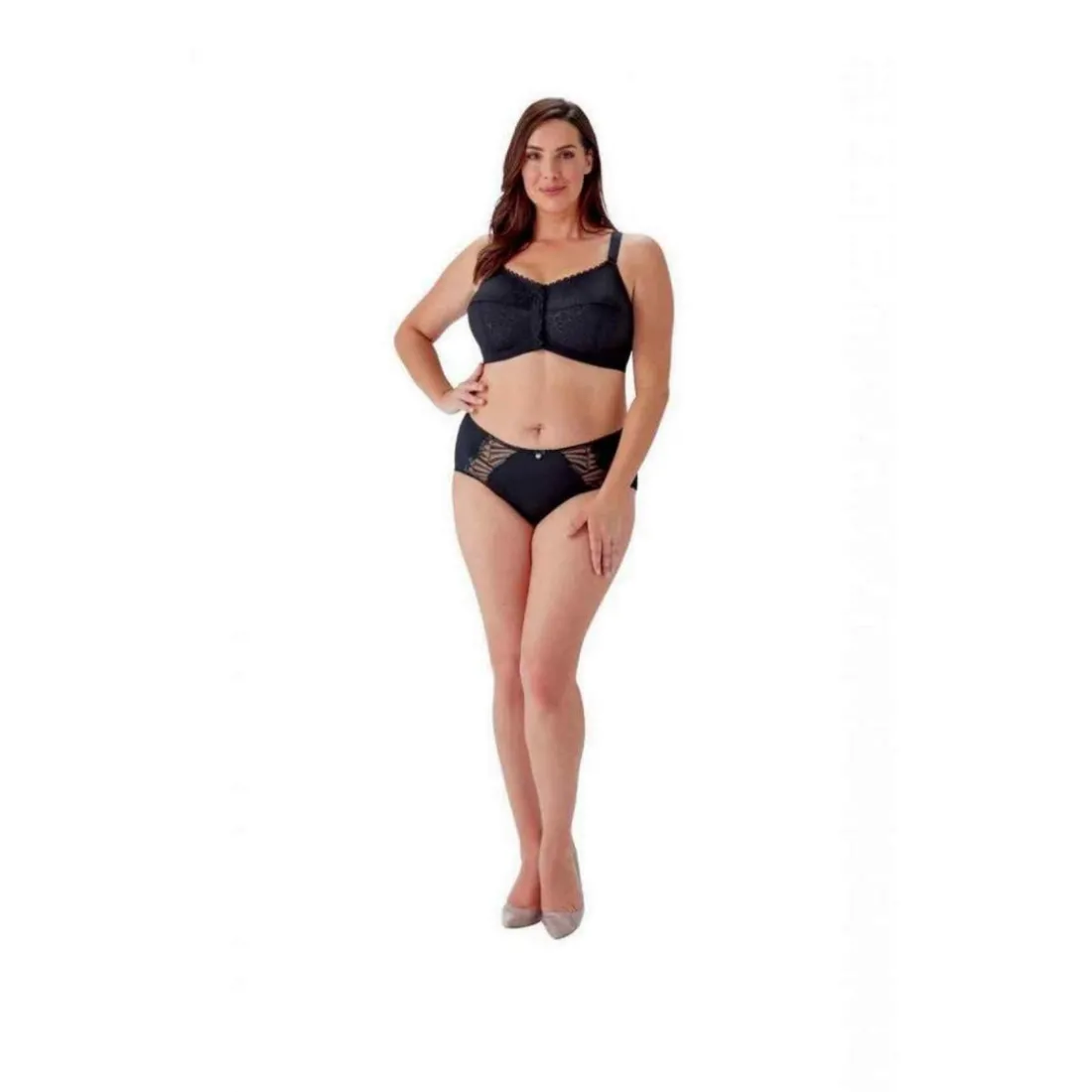 Soutien-gorge classique à bonnets couvrants avec fermeture frontale - Noir