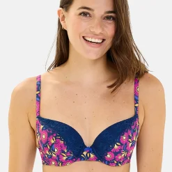 Soutien-gorge coques à armatures - Tournesol Fond Bleu Rose foncé