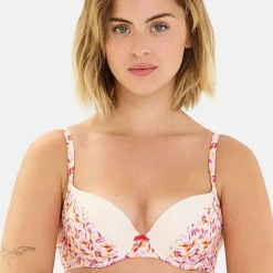Soutien-gorge coques à armatures rose feuillage et baies