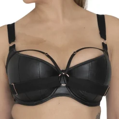 Soutien-gorge corbeille armatures demi-sein noir en viscose