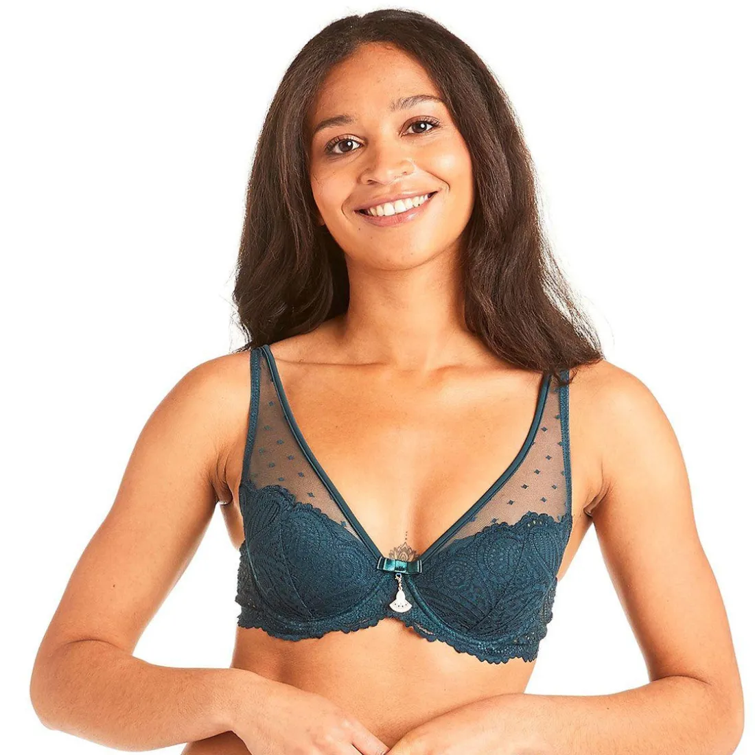 Soutien-gorge corbeille armatures en dentelle Pomm Poire Bleu