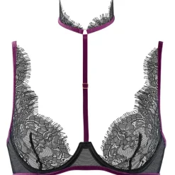 Soutien-gorge corbeille avec harnais amovible noir en nylon