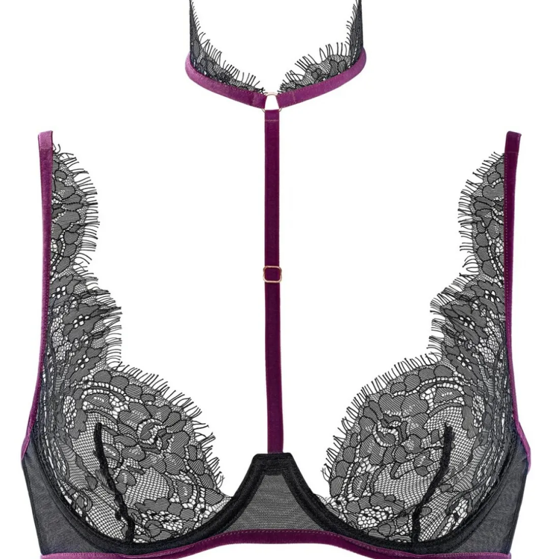 Soutien-gorge corbeille avec harnais amovible noir en nylon
