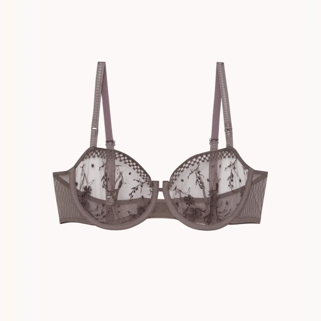 Soutien-gorge corbeille en tulle transparent - Gris
