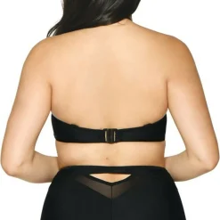 Soutien-gorge de bain bandeau noir en nylon