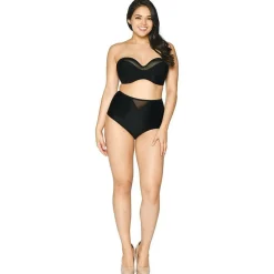 Soutien-gorge de bain bandeau noir en nylon