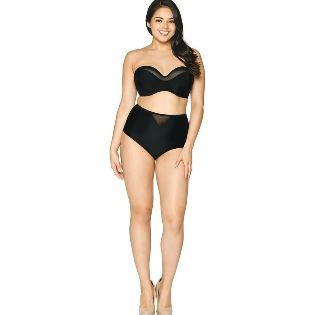 Soutien-gorge de bain bandeau noir en nylon