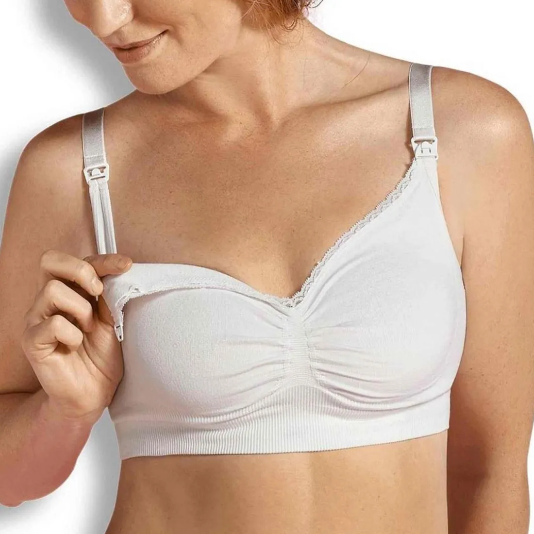 Soutien-gorge de grossesse et allaitement biologique - Blanc Carriwell en coton