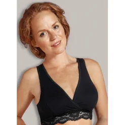 Soutien-gorge de grossesse et allaitement cache-c?ur - Noir Carriwell en coton