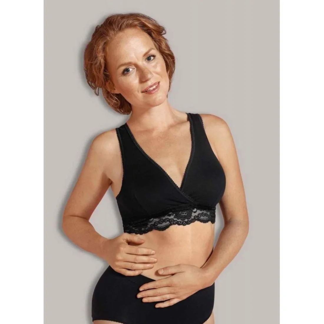 Soutien-gorge de grossesse et allaitement cache-c?ur - Noir Carriwell en coton